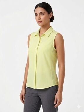 NEW! Halara Sleeveless Collared Shell Top in Serene Green Size S